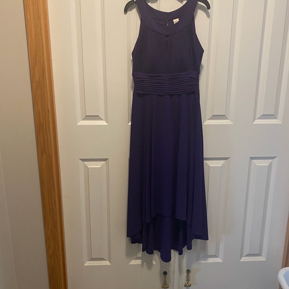 Purple sleeveless high-low dress by Sangria, size 10, built-in …